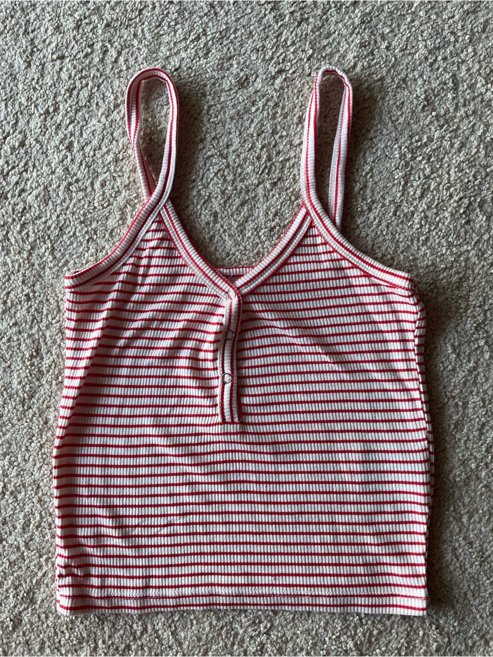 Cotton On Striped Ribbed Tank Top Red White Americana Women Size XS Preppy Crop